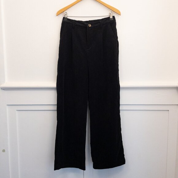Love Tree Black Corduroy Pants Wide Leg Elastic Waist Women’s Size L - Picture 2 of 5